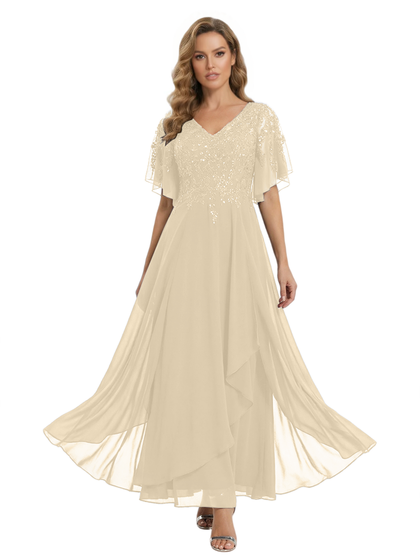 Bling Sequin Chiffon Mother of the Brides Dresses Wedding Party Gowns For Mom