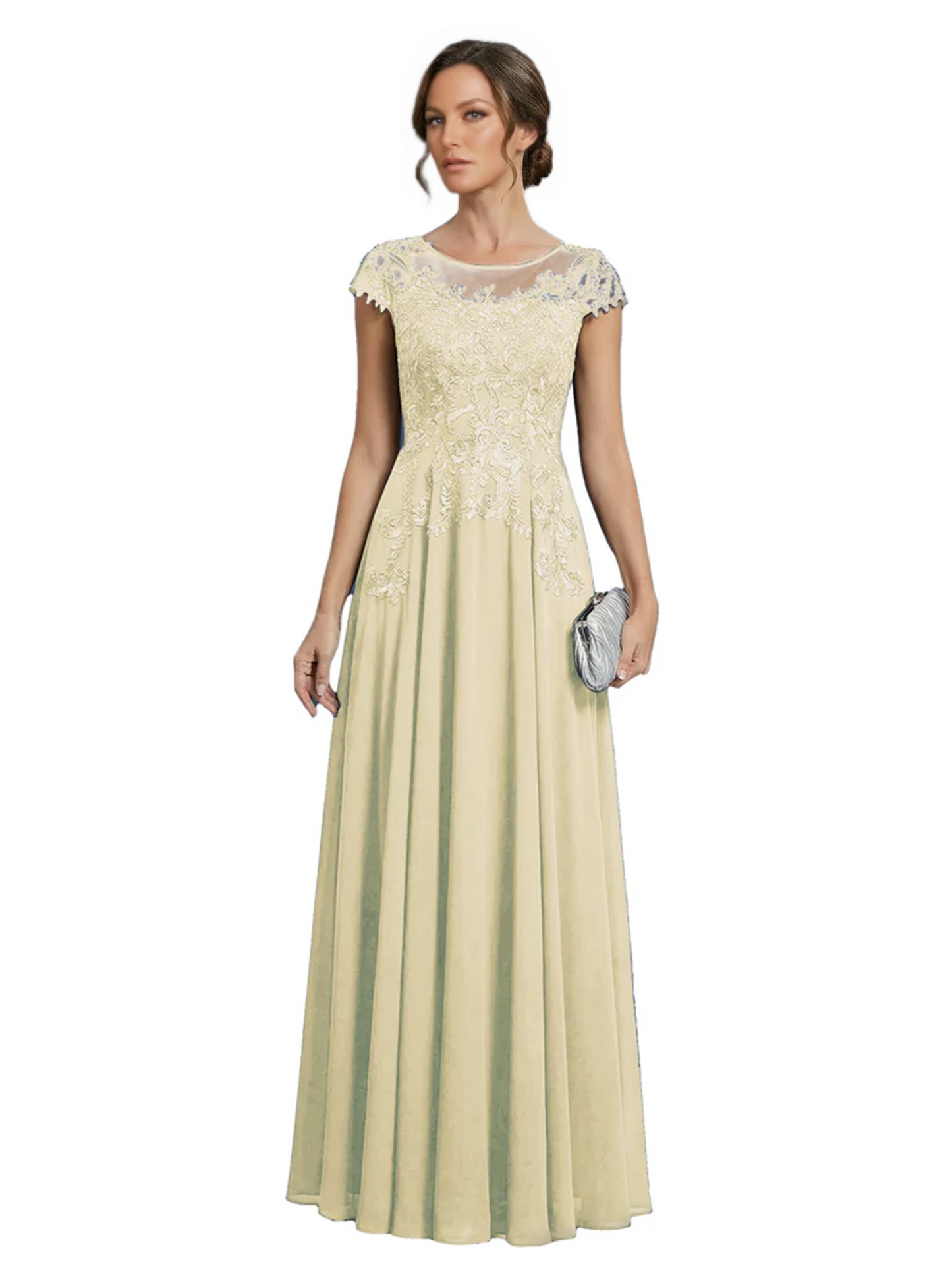 Chic Long A-Line Chiffon Mother of the Brides Dresses Sequin Mom Outfits For Wedding