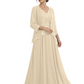 Plus Size A-line Chiffon 3/4 Sleeves Mother of the Brides Dresses Long Jacket Dress