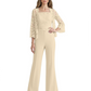 Mother of the Bride Jumpsuit with Lace Jacket 3/4 Sleeve Formal Pant Suit