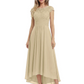 Elegant Evening Gown Trending 2026 Styles with Cap Sleeves High-Low Skirt