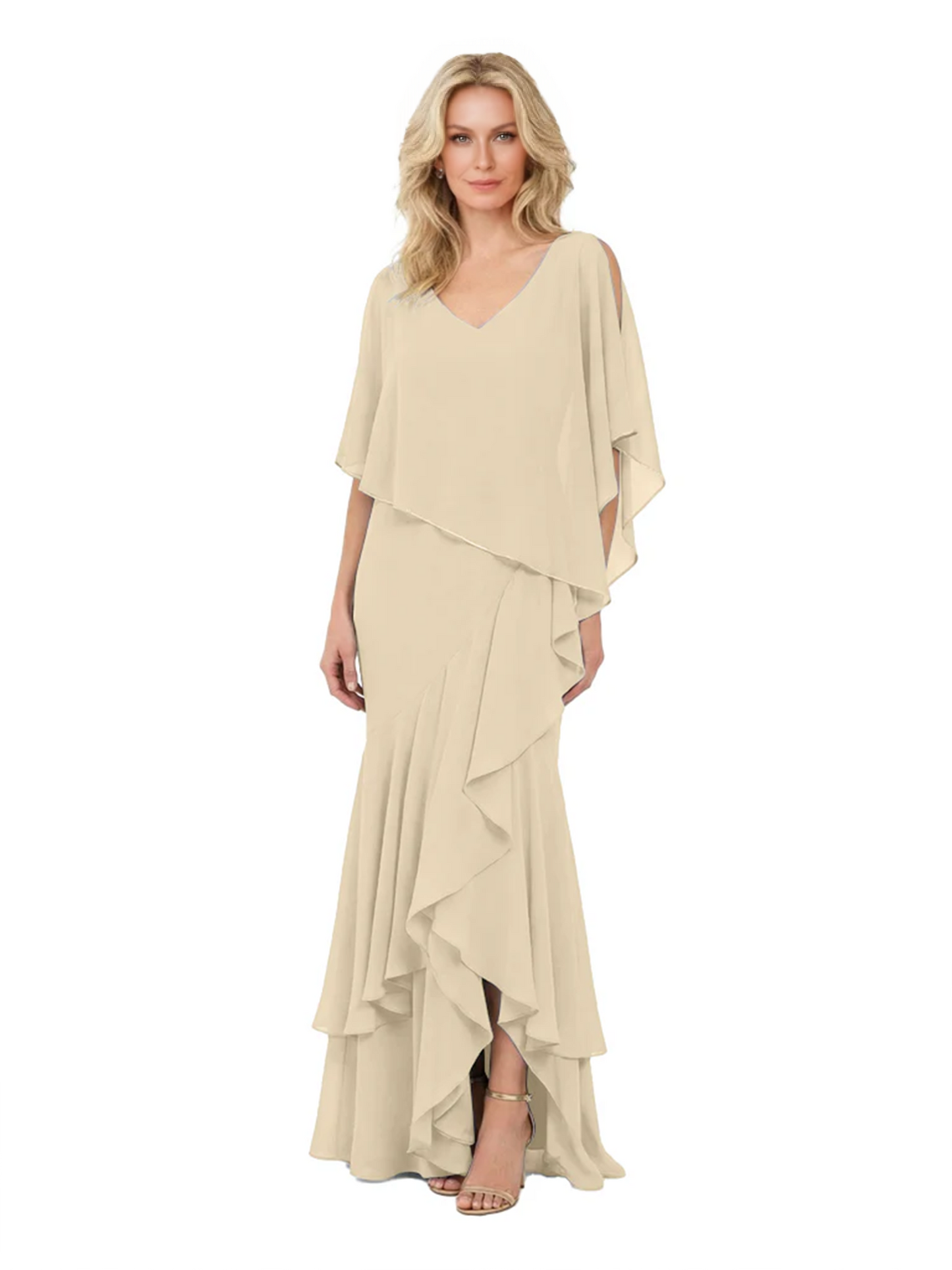 Chic Long A-Line Chiffon Mother of the Brides Dresses Sequin Mom Outfits