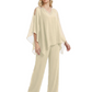 V-Neck Chiffon Mother of the Brides Dresses Plus Size Jacket Suits Wedding