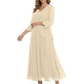 3/4 Sleeve Chiffon Mother of the Brides Dresses V-Neck Wedding Party Gowns