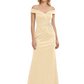 Off Shoulder Mother of the Bride Dress Beaded Waist Satin Gown Portrait Neckline