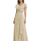 Elegant Mother of the Groom Dress Cascading Ruffle Chiffon Formal Gown Rhinestone