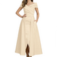Formal Floor-Length Mother of the Bride Gown Satin Maxi Dress with Slit Off Shoulder