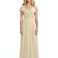 Mother of the Bride Dress Cap Sleeves and V-Neckline with Embroidered Lace Shoulders