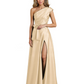 Wedding Mother of the Bride Dress One Shoulder and High Slit Formal Dresses