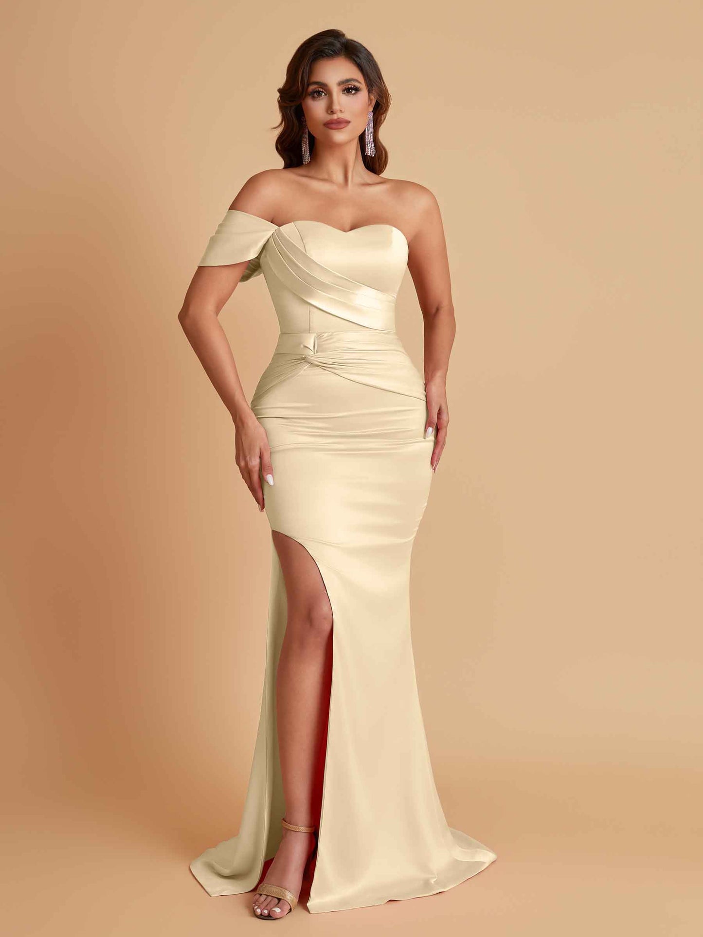 Sexy Soft Satin Mermaid One Shoulder Floor-Length Mermaid Bridesmaid Dresses