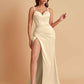 Simple Soft Satin Mermaid V-neck Floor-Length Mermaid Bridesmaid Dresses