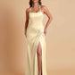 Gorgeous Square Criss Cross Soft Satin Side Slit Floor-Length Mermaid Bridesmaid Dresses