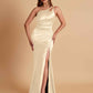 Sexy Soft Satin Mermaid One Shoulder Floor-Length Mermaid Bridesmaid Dresses