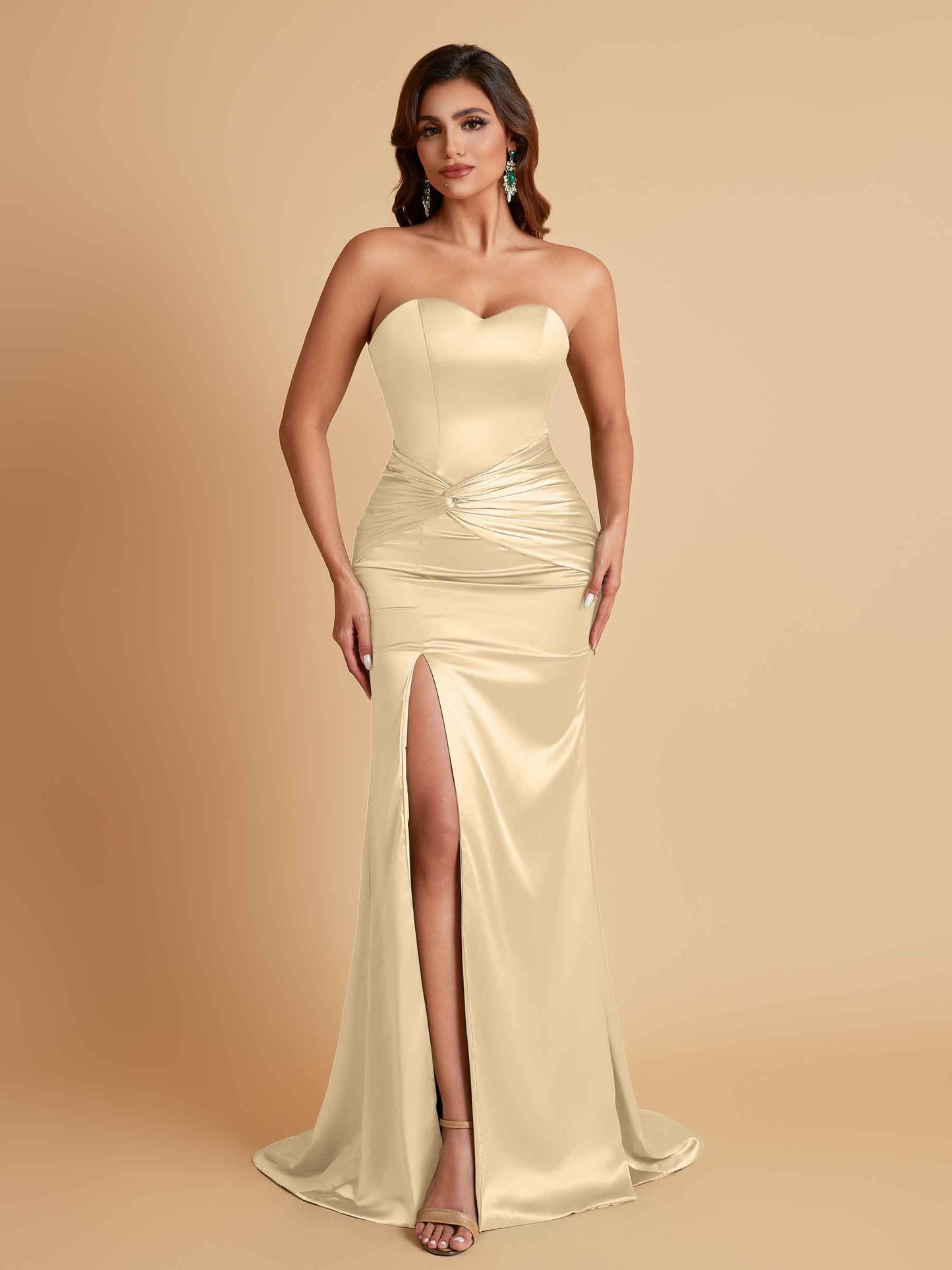 Sexy Soft Satin Mermaid Sweetheart Floor-Length Mermaid Bridesmaid Dresses