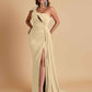 Gorgeous One Shoulder Bow Knot Soft Satin Side Slit Floor-Length Mermaid Bridesmaid Dresses