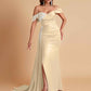 Elegant Soft Satin Mermaid Off Shoulder Floor-Length Mermaid Bridesmaid Dresses