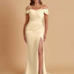 Sexy Soft Satin Mermaid Cold Shoulder Side Slit Floor-Length Bridesmaid Dresses Online