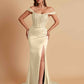 Sexy Soft Satin V-neck Off-the-shoulder Strapless Side-Slit Mermaid Bridesmaid Dresses