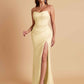 Sexy Strapless Soft Satin Side Slit Floor-Length Mermaid Bridesmaid Dresses