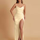 Sexy Soft Satin Mermaid V-neck Side Slit Floor-Length Bridesmaid Dresses Online