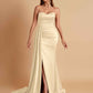 Elegant Soft Satin Sweetheart Strapless Side-Slit Mermaid Bridesmaid Dresses
