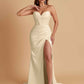 Elegant Soft Satin Mermaid V-neck Side Slit Floor-Length Bridesmaid Dresses Online