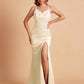 Sexy Satin V-neck Side Slit Mermaid Floor Length Bridesmaid Dresses