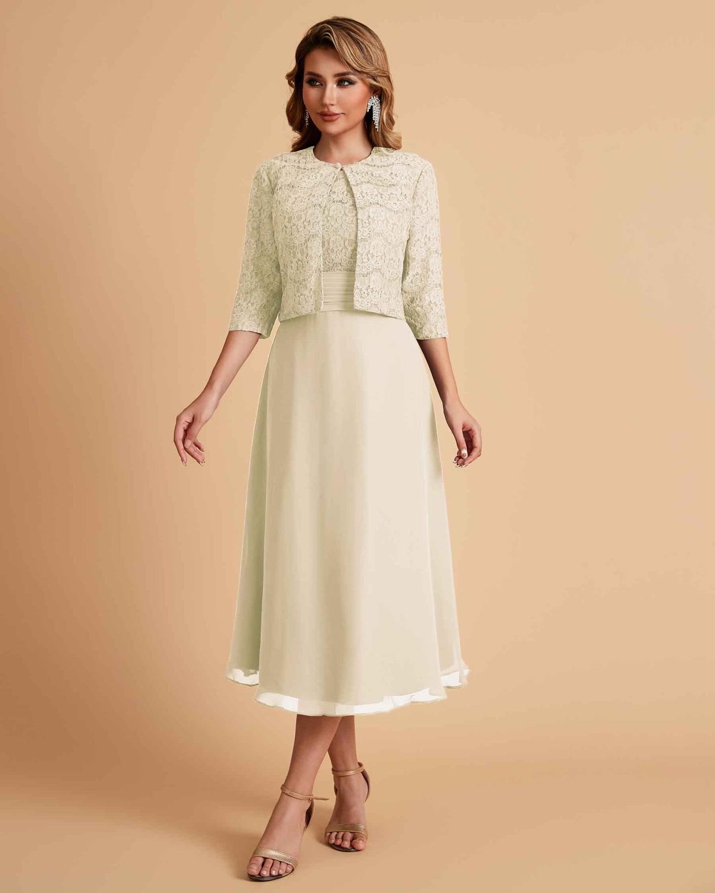 Elegant A-line Bateau Sleeveless Tea Length Mother of the Brides Dresses Online