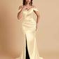 Sexy Soft Satin Mermaid Off Shoulder Side Slit Floor-Length Mermaid Bridesmaid Dresses