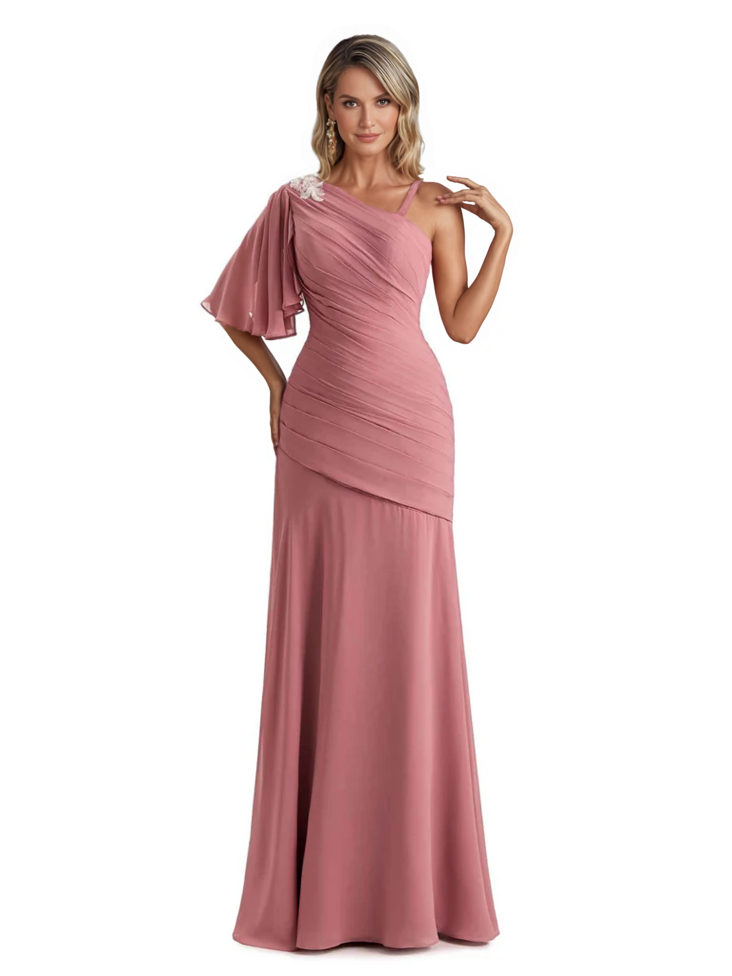 Embroidered Lace Bodice Mother of the Bride Dress Chiffon Maxi Dress Plus Size