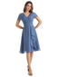 Mother of the Bride Dress Knee-Length V-Neck Chiffon Gown with Ruched Bodice