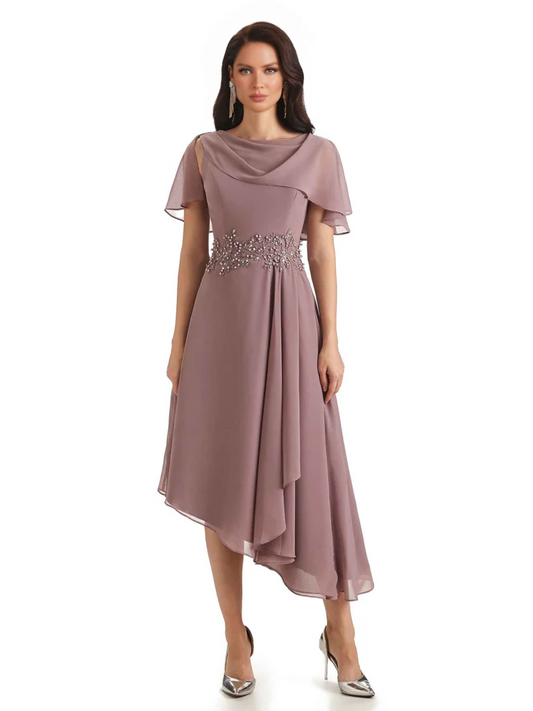 Elegant Tea-length Gown Trending 2026 Styles with Asymmetric Hem