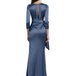 Elegant Evening Gowns Slit Trending Styles Satin Slit Formal Dress Cowl Neckline Gown Tie