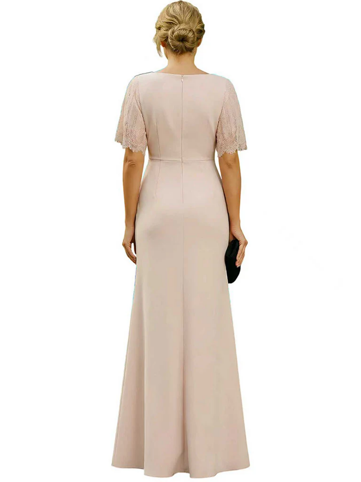 Elegant Evening Gown Trending V-Neck & Ruffle Detail Mother of Bride Outfits Slit