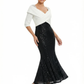 Classic Black and White Mother of the Bride Dress with Sequin Mermaid Skirt