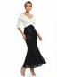 Classic Black and White Mother of the Bride Dress with Sequin Mermaid Skirt