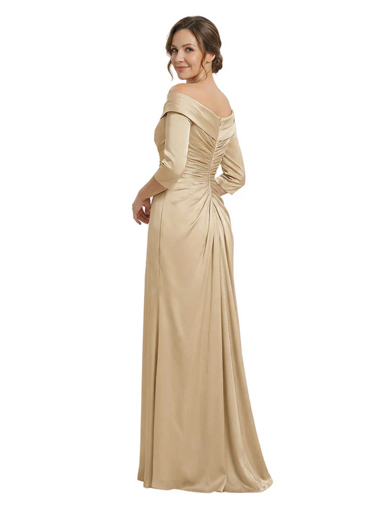 Elegant 3/4 Sleeve Mother of the Brides Dresses Mom Outfits Wedding Satin