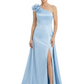 One Shoulder Mother of the Bride Dress with 3D Floral Detail Formal Dress A-Line Gowns with Slit