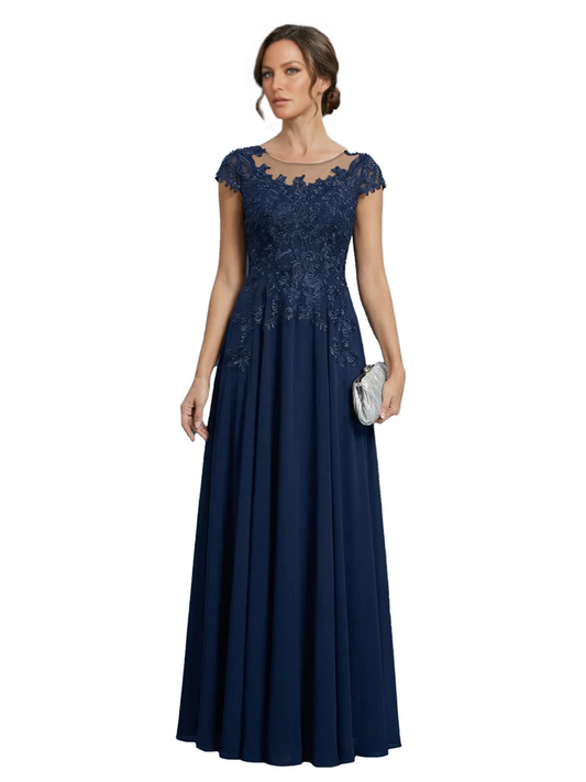 Chic Long A-Line Chiffon Mother of the Brides Dresses Sequin Mom Outfits For Wedding