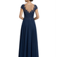 Chic Long A-Line Chiffon Mother of the Brides Dresses Sequin Mom Outfits For Wedding