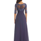 Elegant Lace A-line Chiffon Half Sleeves Mother of the Brides Dresses Floor Length