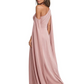 One Shoulder Mother of the Bride Dress Asymmetrical Cape Sleeve Gown with Floral