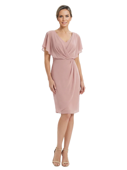 Chic Knee-Length Mother of Bride Formal Dress Slimming Chiffon Styles for Wedding Guest