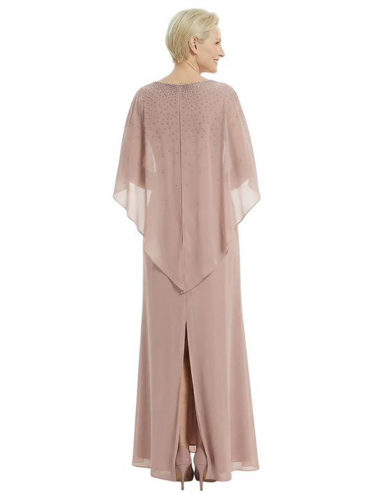 Elegant Mother of Bride Dresses Evening Gowns Trending 2026 Styles with Asymmetric Cape