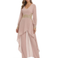 Luxury Black Formal Trousers Set High-Low Chiffon Top with Sparkling Beaded Detail