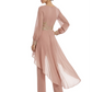 Luxury Black Formal Trousers Set High-Low Chiffon Top with Sparkling Beaded Detail