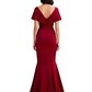 Satin Mother of the Bride Dress with Cascading Ruffles and Mermaid Tail V-Neck