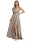 Elegant Mother of the Groom Dress A-Line Satin Formal Gown with High Slit Ruched Bodice