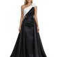 Elegant Contrast Evening Gown Styles with Satin Over-skirt Ruched Detail