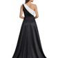 Elegant Contrast Evening Gown Styles with Satin Over-skirt Ruched Detail